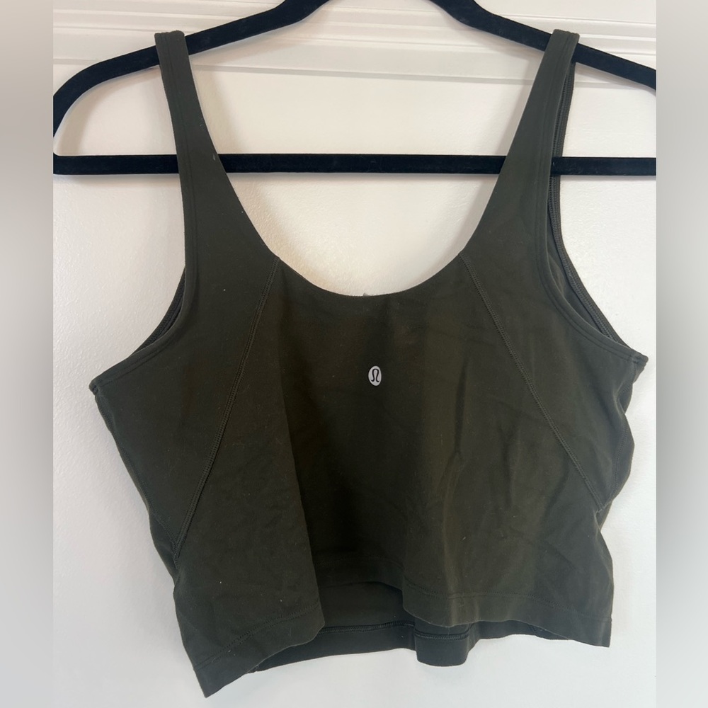 Lululemon Athletica Green Sleeveless Fitted Crop Tank Top